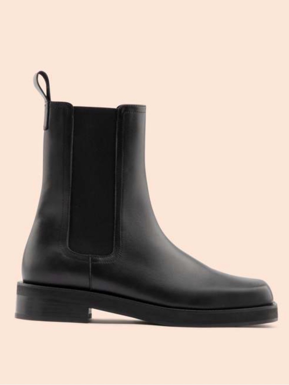 MAGUIRE Black Leather Pull On Chelsea Boots Square Toe Low Heel 38